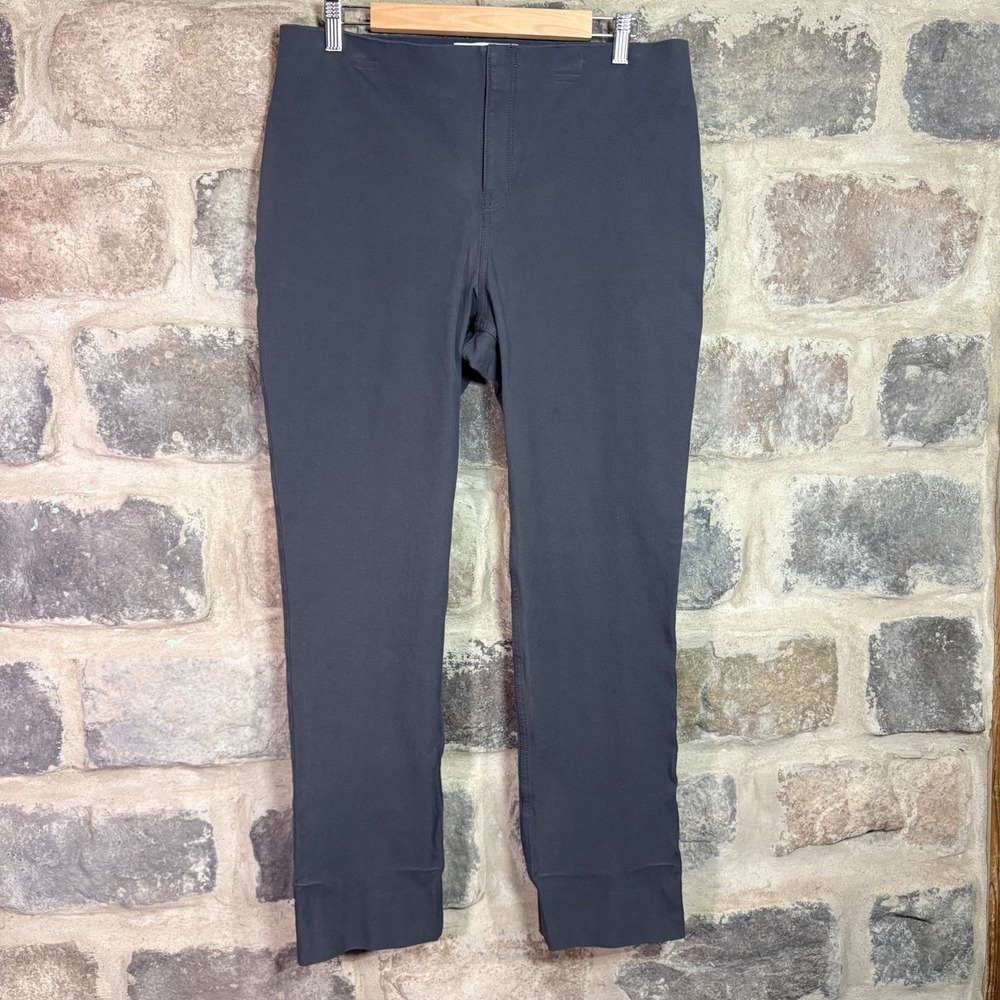 MM LaFleur Women's 12 Gray Stretch High Rise Straight Leg Pants Adjustable Hem